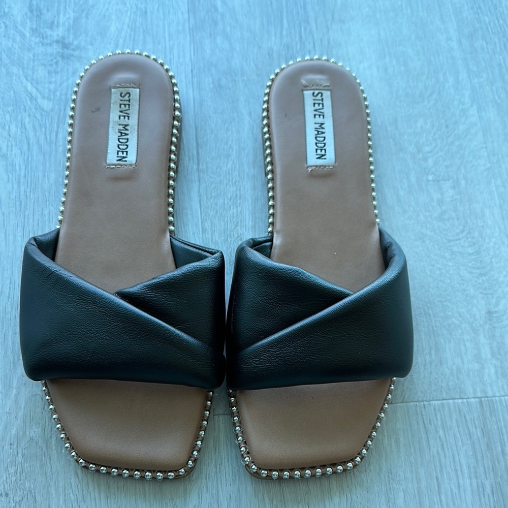 Steve Madden Black Slide Sandals
